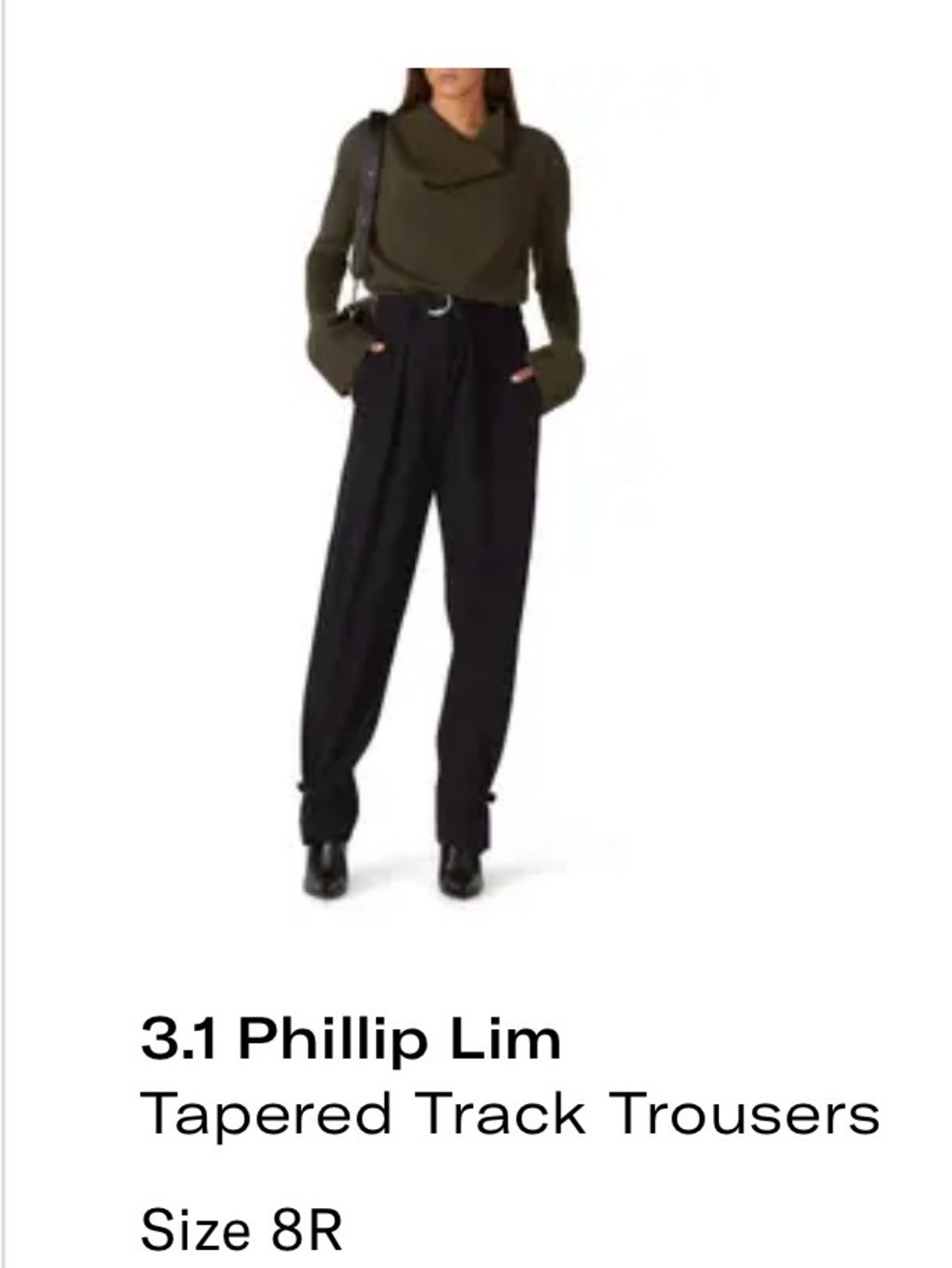 3.1 Phillip Lim Olive Green Sweater with Black Tapered Track Pants